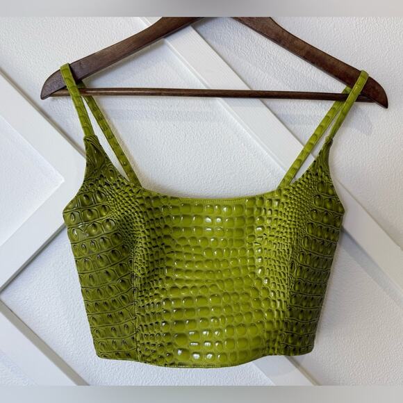 Mia Vesper Faux Croc Embossed Crop Top Size XS Made In USA - Picture 1 of 11